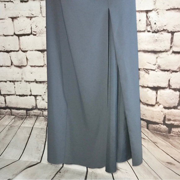 DESSY COLLECTION Silver Stone Blue off shoulder full length dress Size 16 NWT - Picture 6 of 15